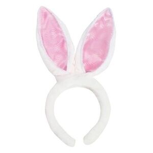 New 1 Soft White & Pink Easter Bunny Ears Headband